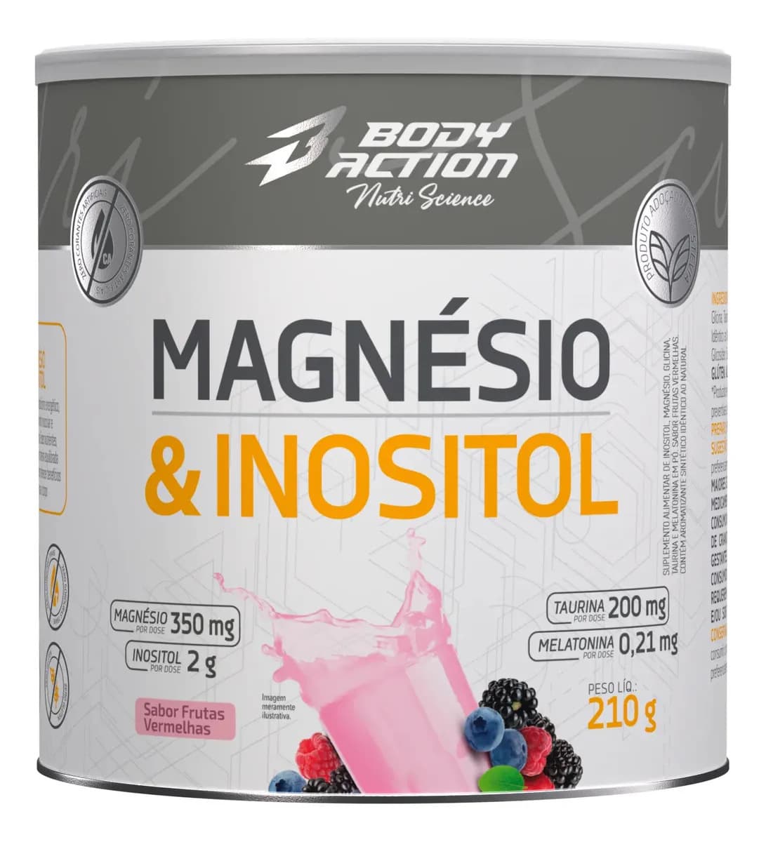 Bodyaction Mineral/Vitamina Bodyaction Nutri Science Magnésio E Inositol Taurina Melatonina 210g em pó sabor Frutas vermelhas x 210g