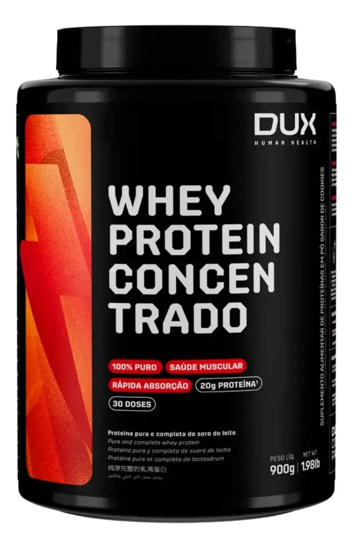 Dux Nutrition Whey Concentrado Dux 900g Sabores 100% Protein Puro Full Morango