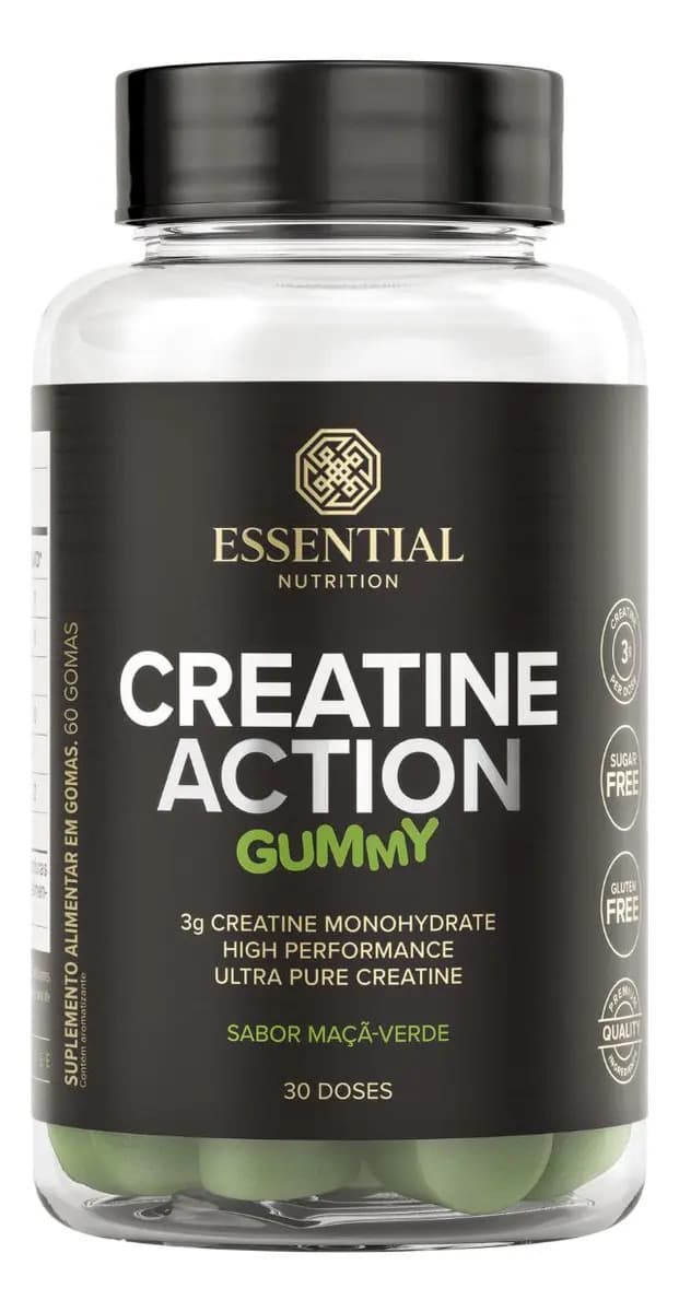 Essential Nutrition Creatina Essential Em Gomas Creatine Action Gummy 60gomas Sabor Maçã Verde