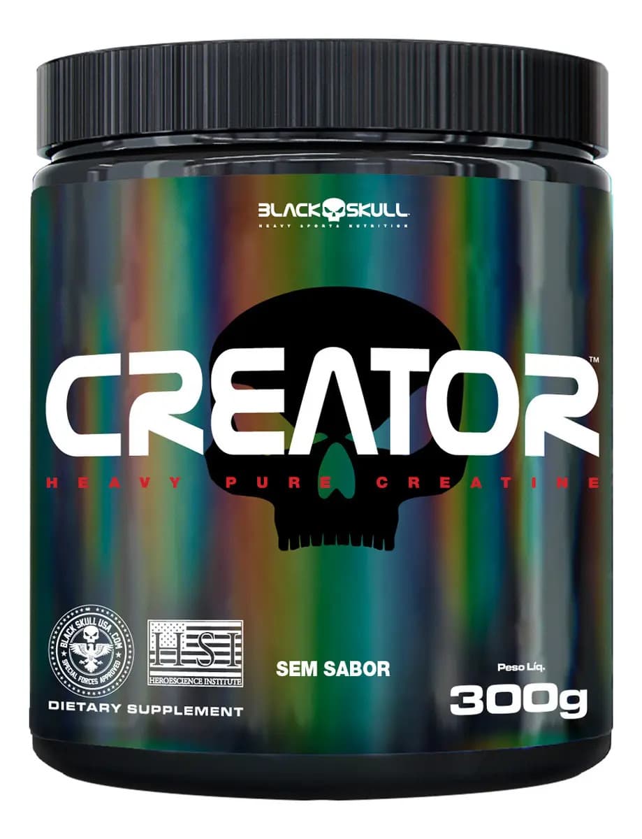 Black Skull Creator - Creatina Monohidratada - 300g Black Skull Sabor Sem sabor