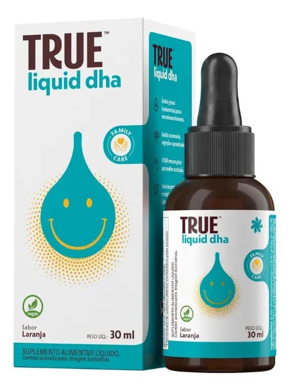 True Source Vitamina True Source family care Liquid DHA em líquido sabor Laranja x 30mL