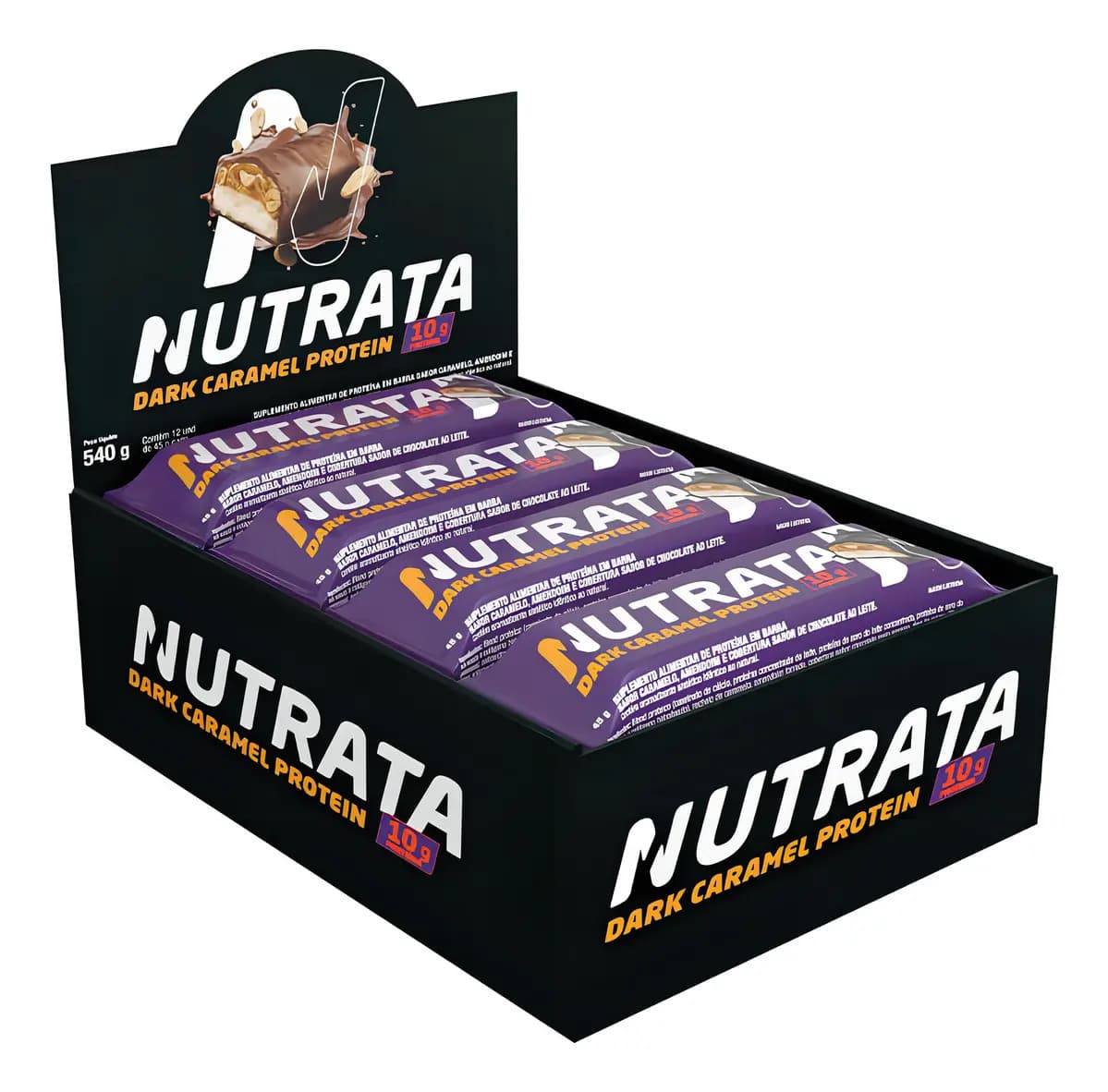 Nutrata Barra Dark Caramel Protein 45g Display com 12 Unidades Nutrata
