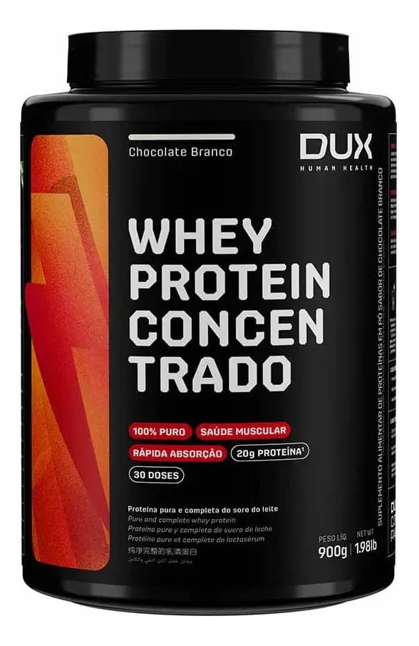 Dux Nutrition Whey Protein Concentrado 900g Chocolate Branco Dux Nutrition