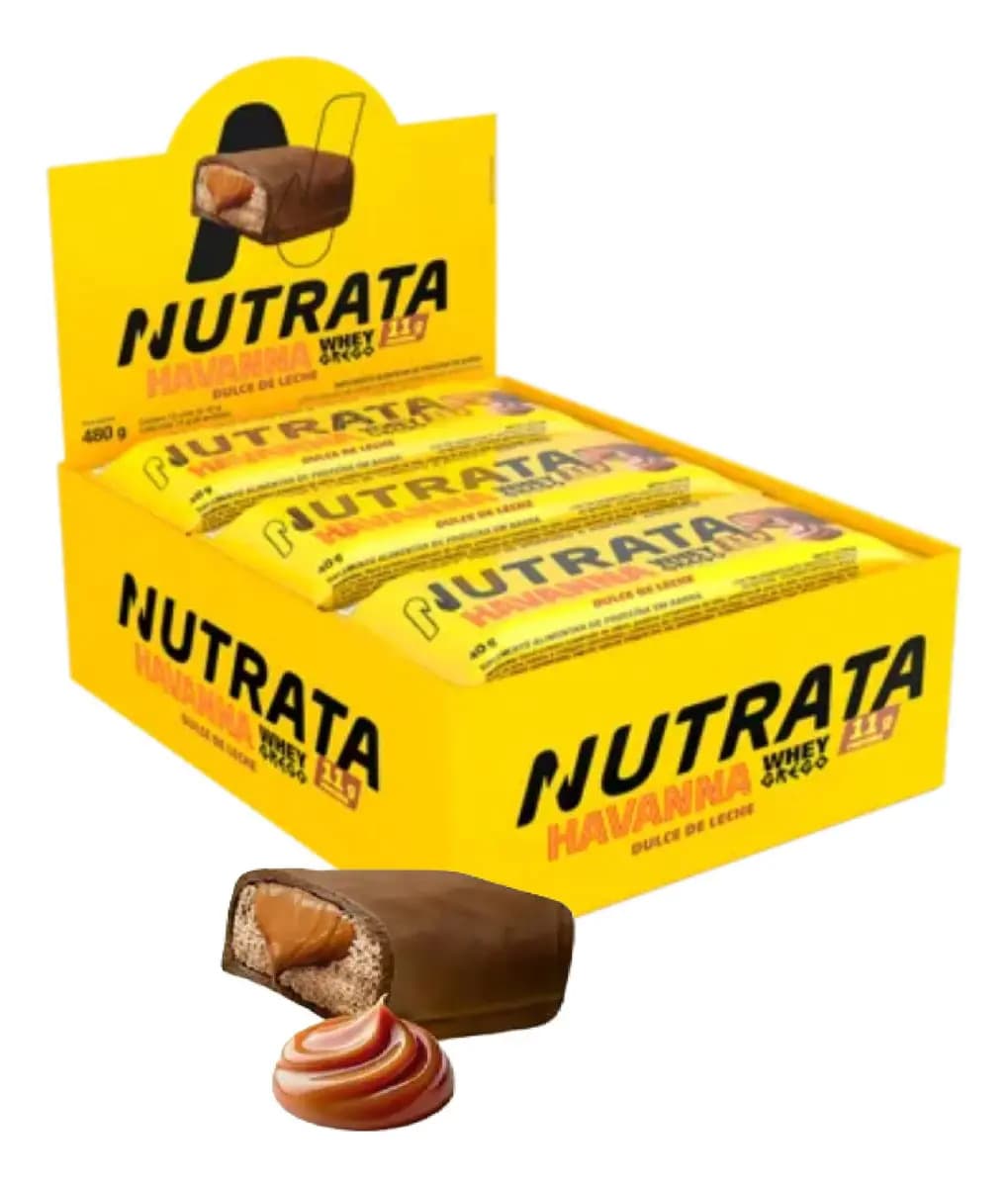 Nutrata Suplemento Whey Grego Bar 12 Uni(480g) Nutrata Sabor Doce De Leite Havanna