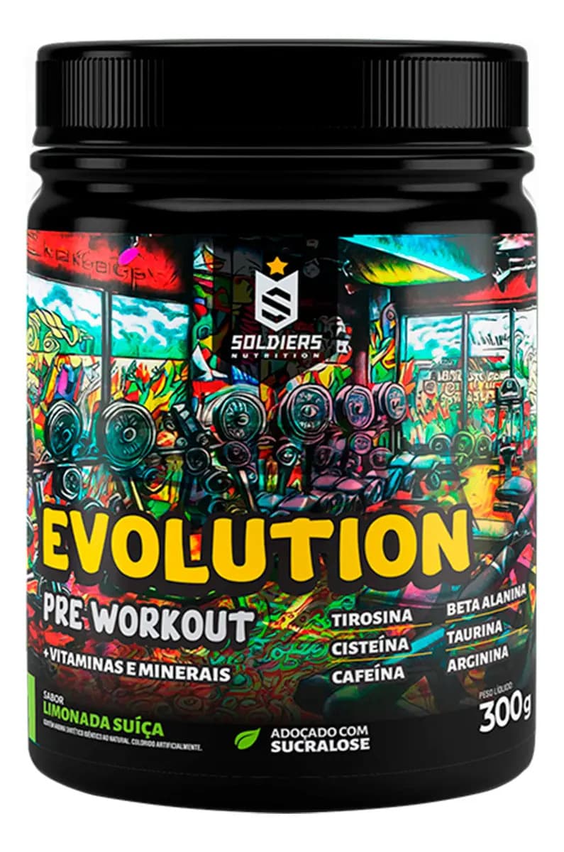 Soldiers Nutrition Pré-Treino Evolution Workout 300g Termogênico Sabor Limonada Suiça Soldiers Nutrition Energia Foco Treino