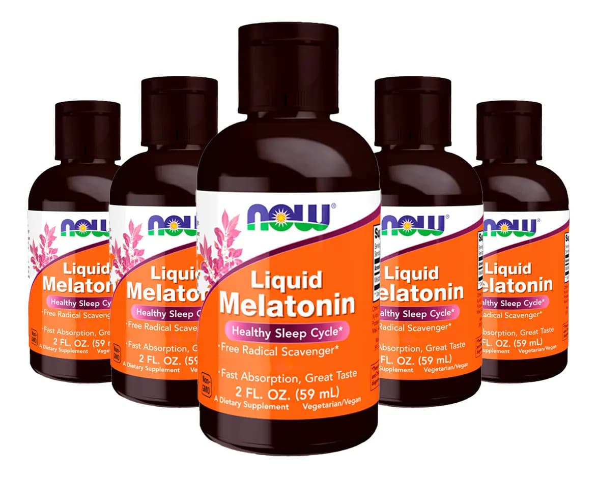 NOW Melatonina Now Foods Líquida Kit 5 Sabor Sem Sabor