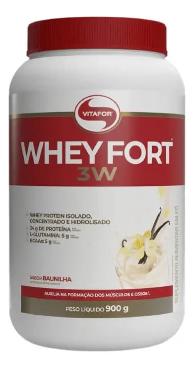Vitafor suplemento alimentar Whey Fort 3W Baunilha 900g Vitafor