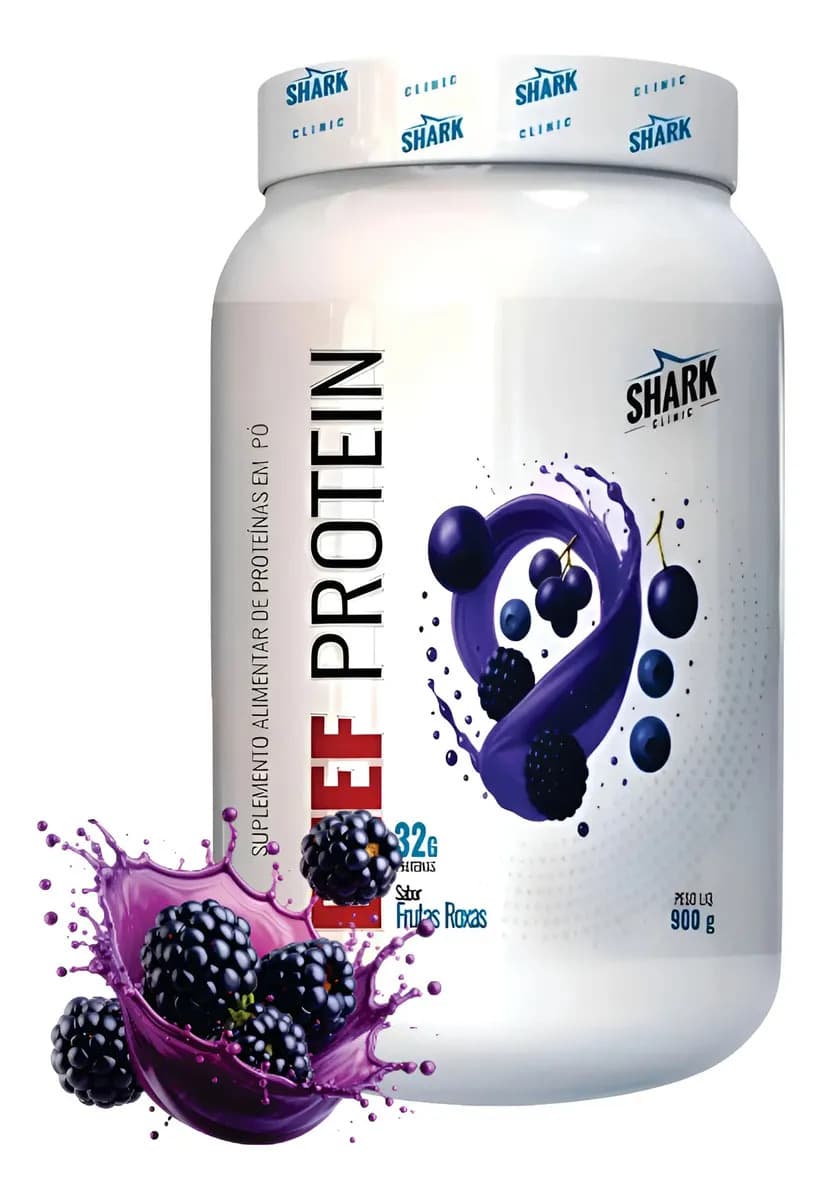 Shark Pro Whey Beef Protein Zero Lactose 900g Shark Pro Sabor Frutas Roxas