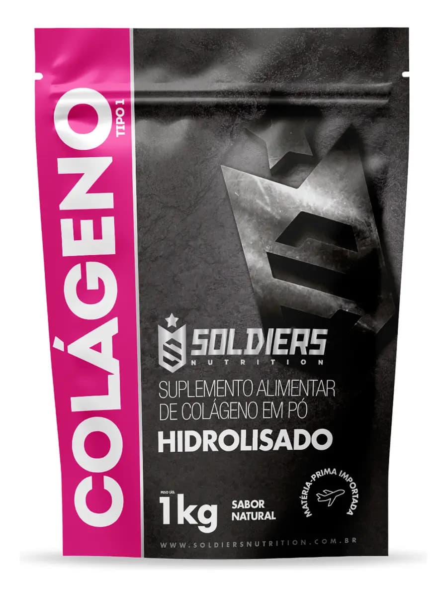 Soldiers Nutrition Colágeno Hidrolisado 1kg Tipo 1 100% Puro Soldiers Nutrition Pele Articulação