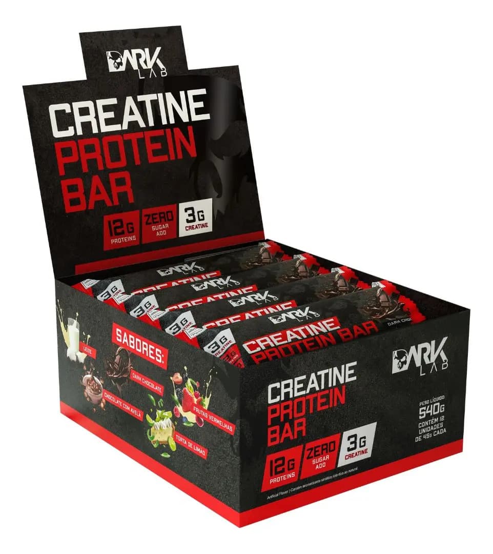 Dark Lab Creatine Protein Bar 12 Un 45g Dark Lab Sabor Dark chocolate
