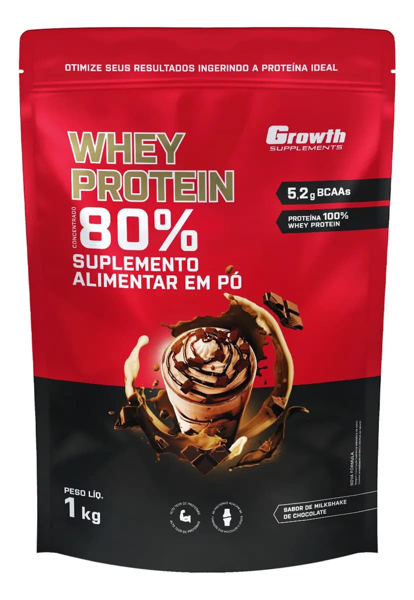 Growth Supplements Whey Protein Concentrado 1kg Growth Supplements - Milkshake de Chocolate