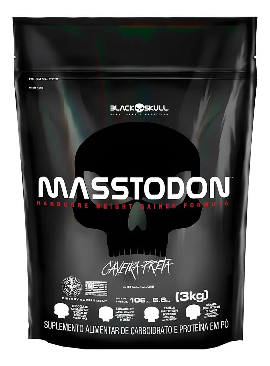 Black Skull Hipercalórico Masstodon Refil 3kg Banana - Black Skull