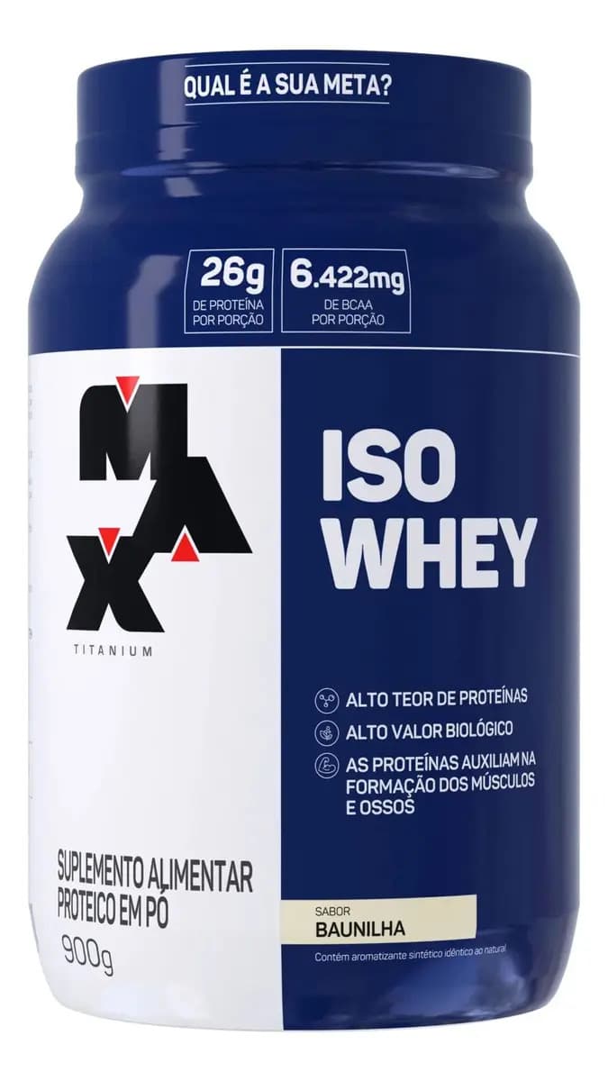 Max Titanium Whey Protein 900g ISO Whey Max Titanium Baunilha Proteína Isolada