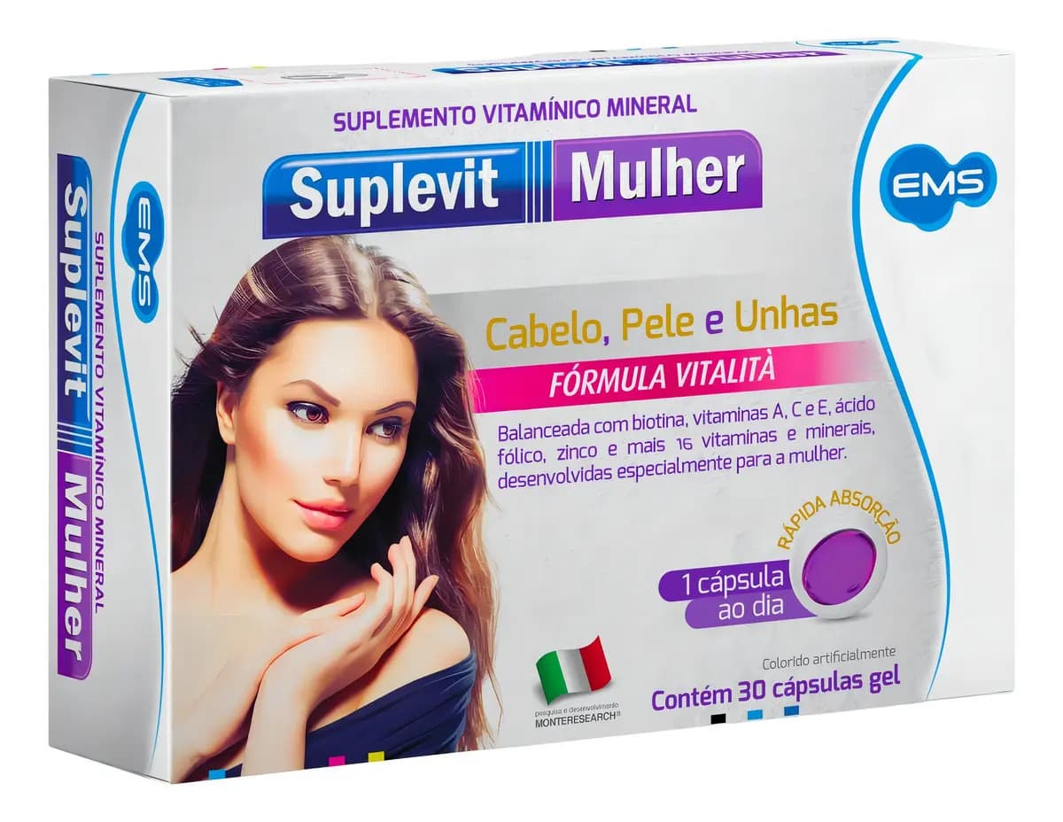 EMS Multivitamínico Suplevit Mulher EMS Gel 30 Cápsulas Sem Sabor