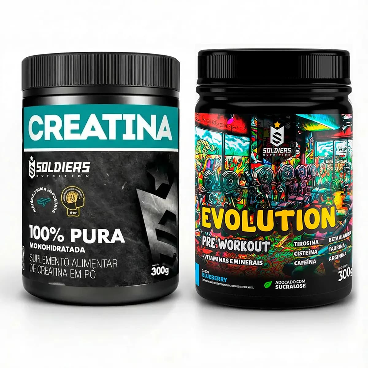 Soldiers Nutrition Creatina 300g + Pré-treino Blueberry Evolution 300g - Soldiers Nutrition 