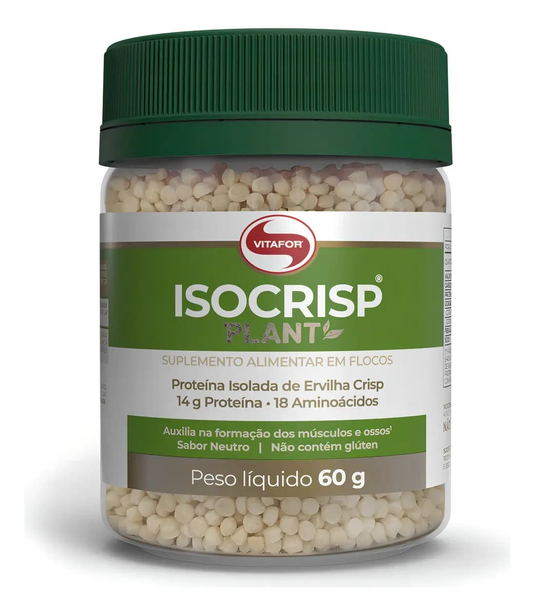 Vitafor Proteína de Ervilha Vitafor Isocrisp Vegano Sabor Neutro 60g Sem Glúten