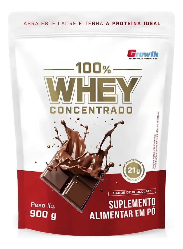 Growth Supplements 100% Whey Concentrado 900g Growth Supplements Chocolate