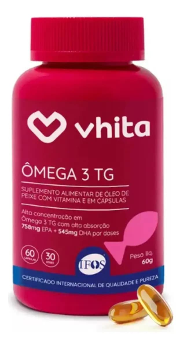 Vhita Ômega 3 1000Mg Tg Selo Ifos Epa Dha Vhita 60 Cáps
