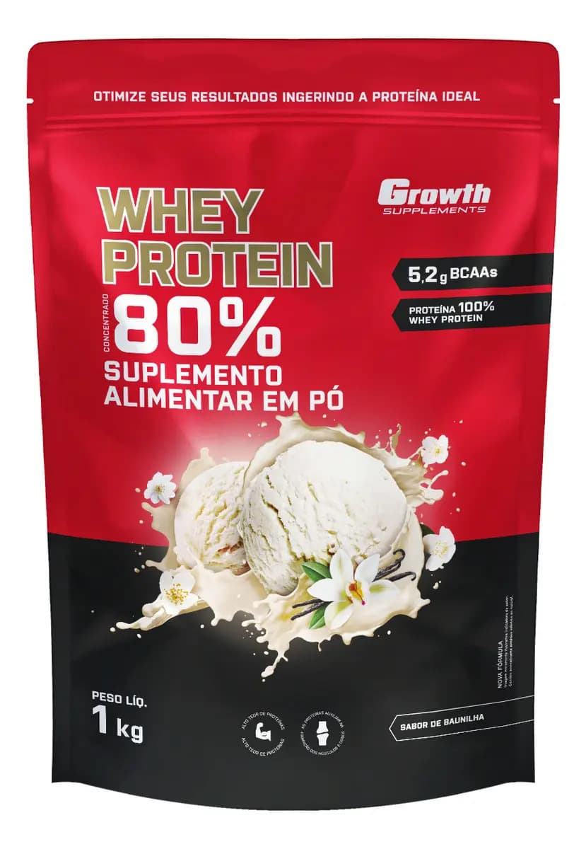 Growth Supplements Whey Protein Concentrado 1kg Growth Supplements - Baunilha