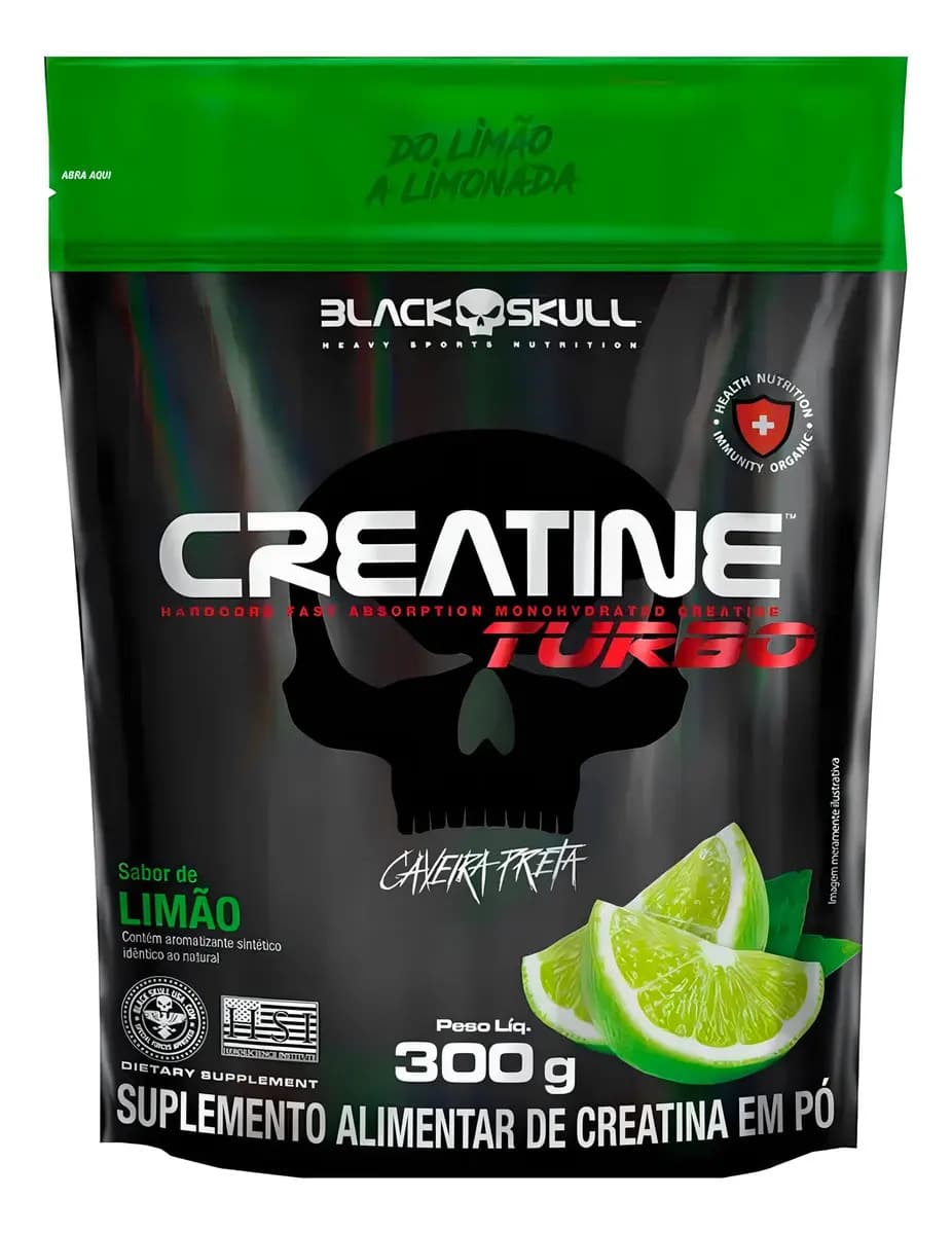 Black Skull Creatina Turbo Refil 300g Limão - Black Skull