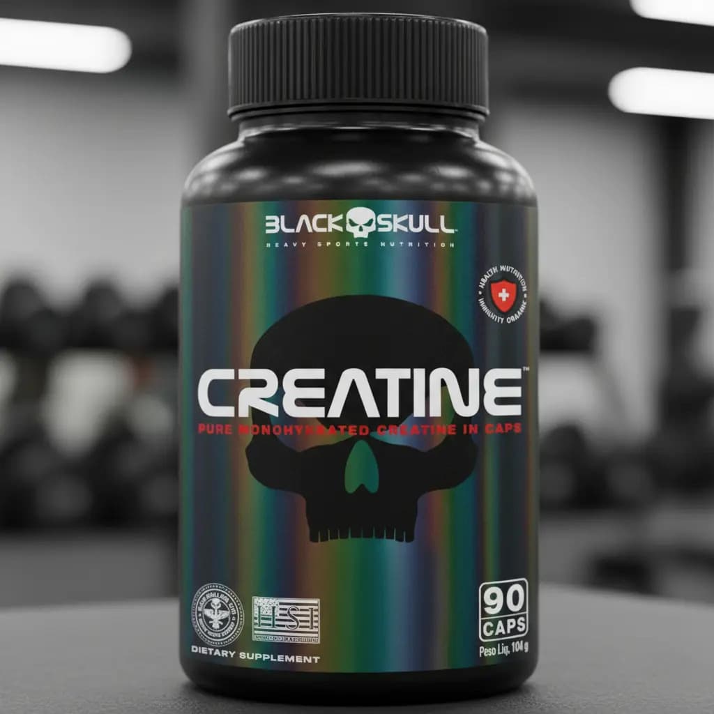 Black Skull Creatina Monohidratada 90 Cápsulas Creatine - Black Skull