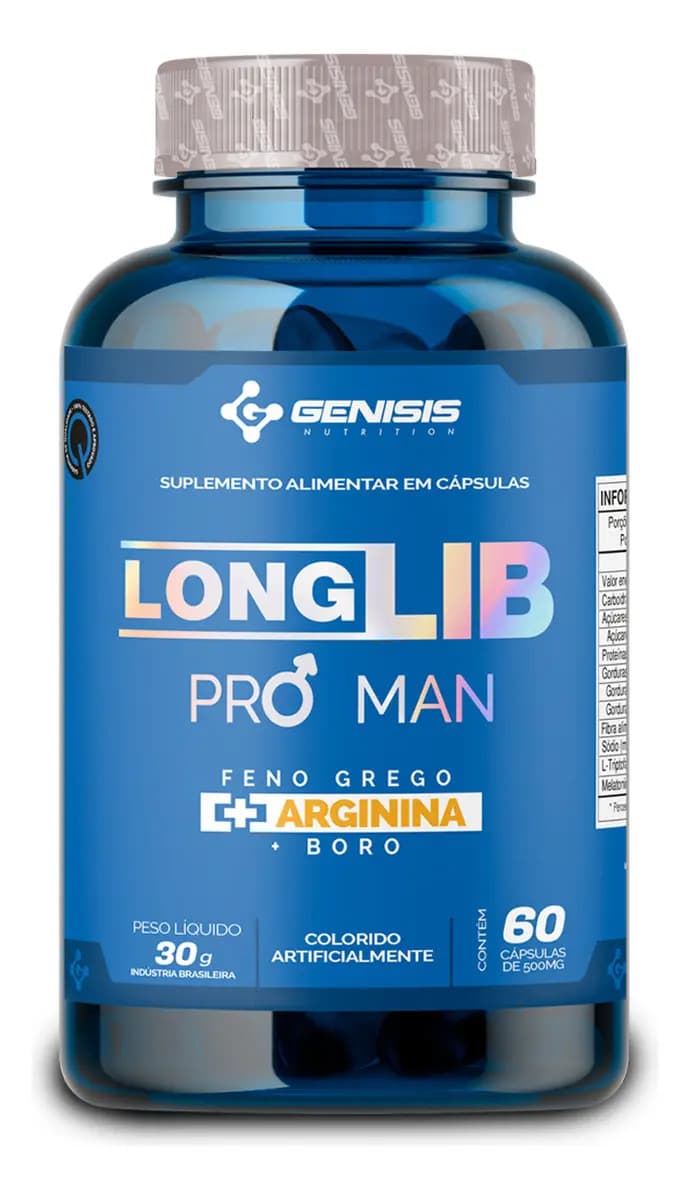 Genisis Nutrition Feno Grego, Arginina E Boro Longlib Pro Man Concentrado Sabor Sem Sabor