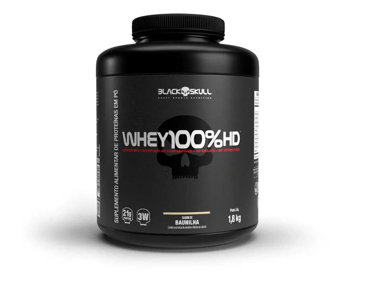 Black Skull Whey 100% HD sabor Baunilha 1.8 kg Suplemento em pó Black Skull