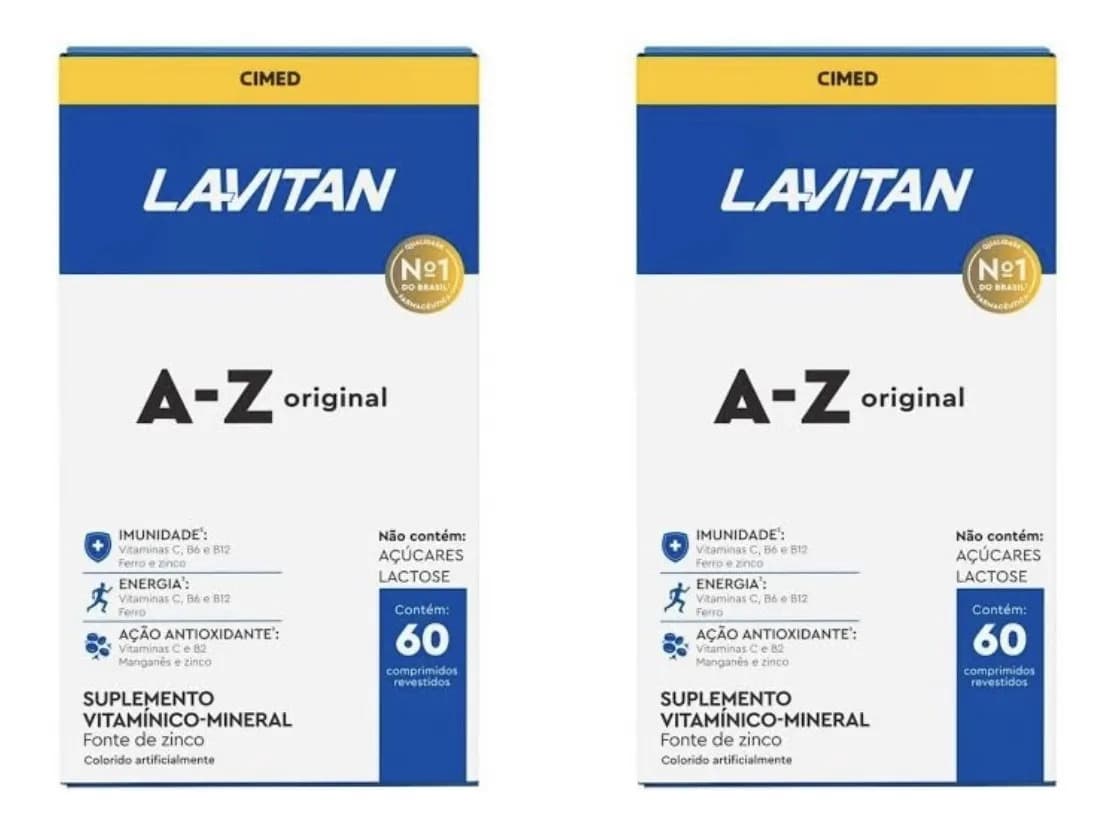 Lavitan Kit 2 Vitamina Masculina A-z Original 60 Comprimidos Cada Sabor Sem Sabor