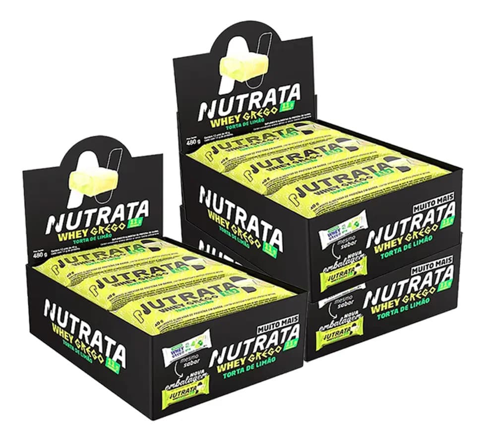 Nutrata Kit 3 Caixas Whey Grego Bar 12 Unid Cada Caixa Sabor Torta De Limão