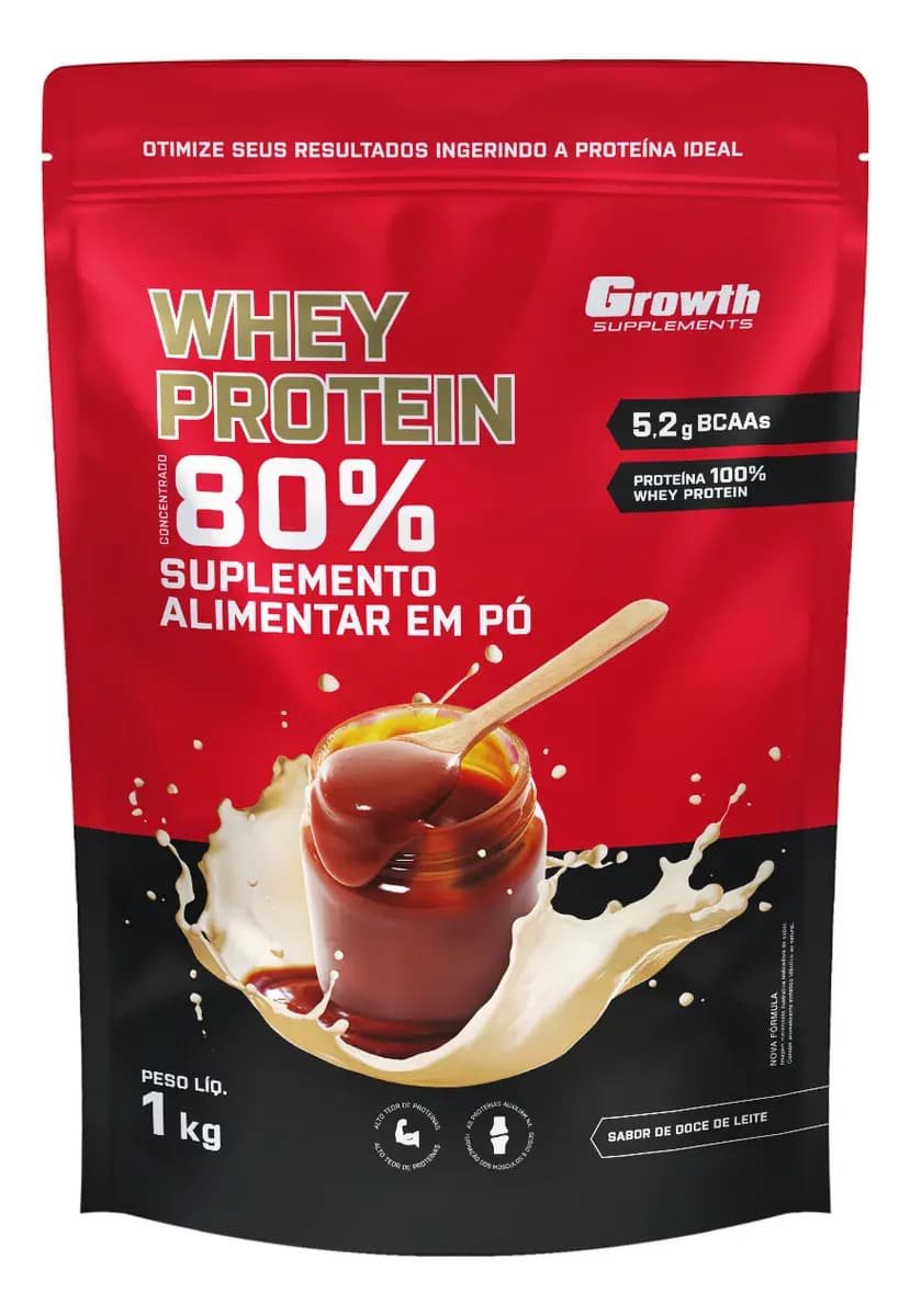 Growth Supplements Whey Protein Concentrado 1kg Growth Supplements - Doce De Leite