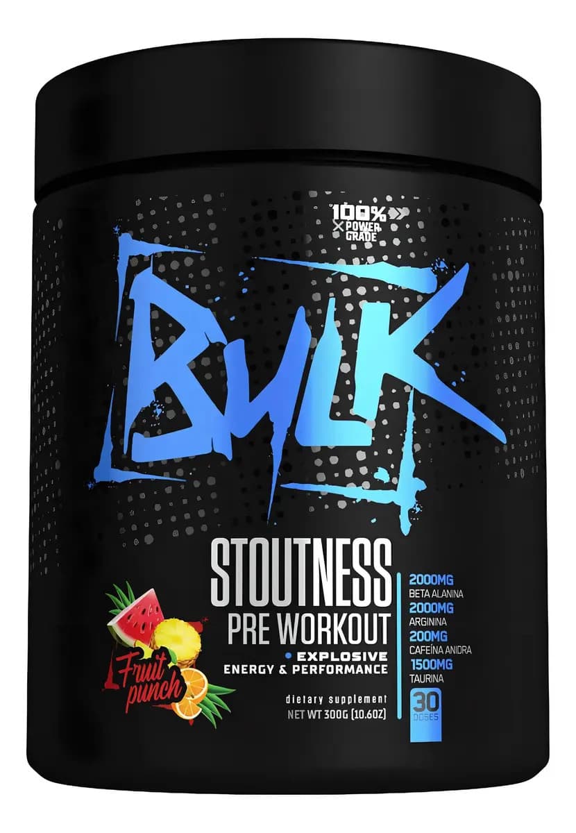 Bulk Nutrition Pré Treino Stoutness Bulk Nutrition 300g Sabor Frutas Vermelhas