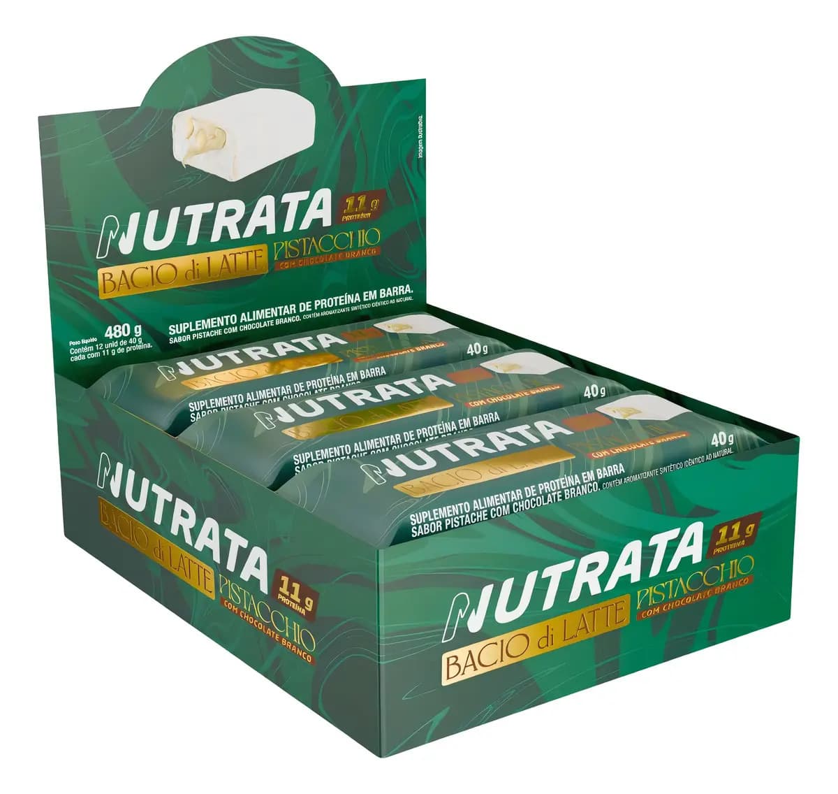 Nutrata Kit Com 12 Unidades Bacio Di Latte Sabor Pistacche Display 40g Nutrata Pistache