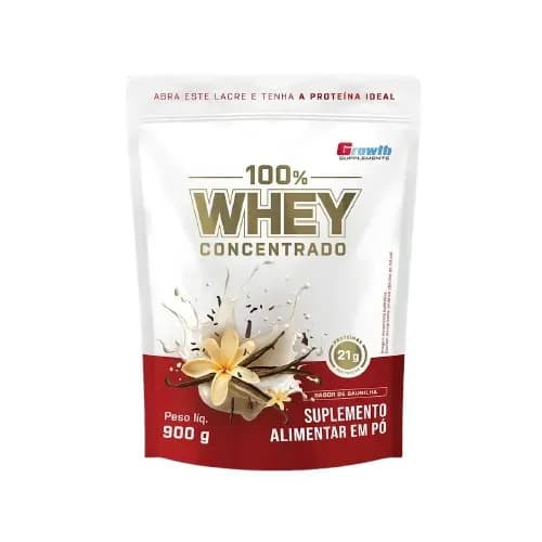 Growth Supplements 100% Whey Concentrado 900g Growth Supplements Baunilha
