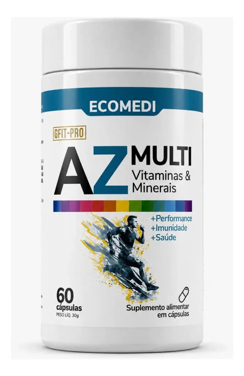 Ecomedi Multivitamínico A-z Completo 60 Cápsulas Vitaminas Minerais Suplemento Ecomedi