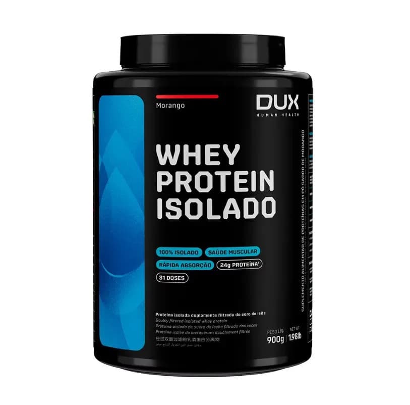 Dux Nutrition Whey Protein Isolado Dux Nutrition - Pote 900g Sabor Morango