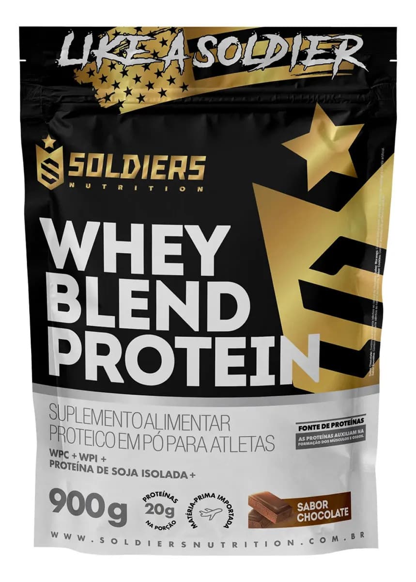 Soldiers Nutrition Whey Blend Protein Concentrado e Isolado 900g Sabor Chocolate Soldiers Nutrition