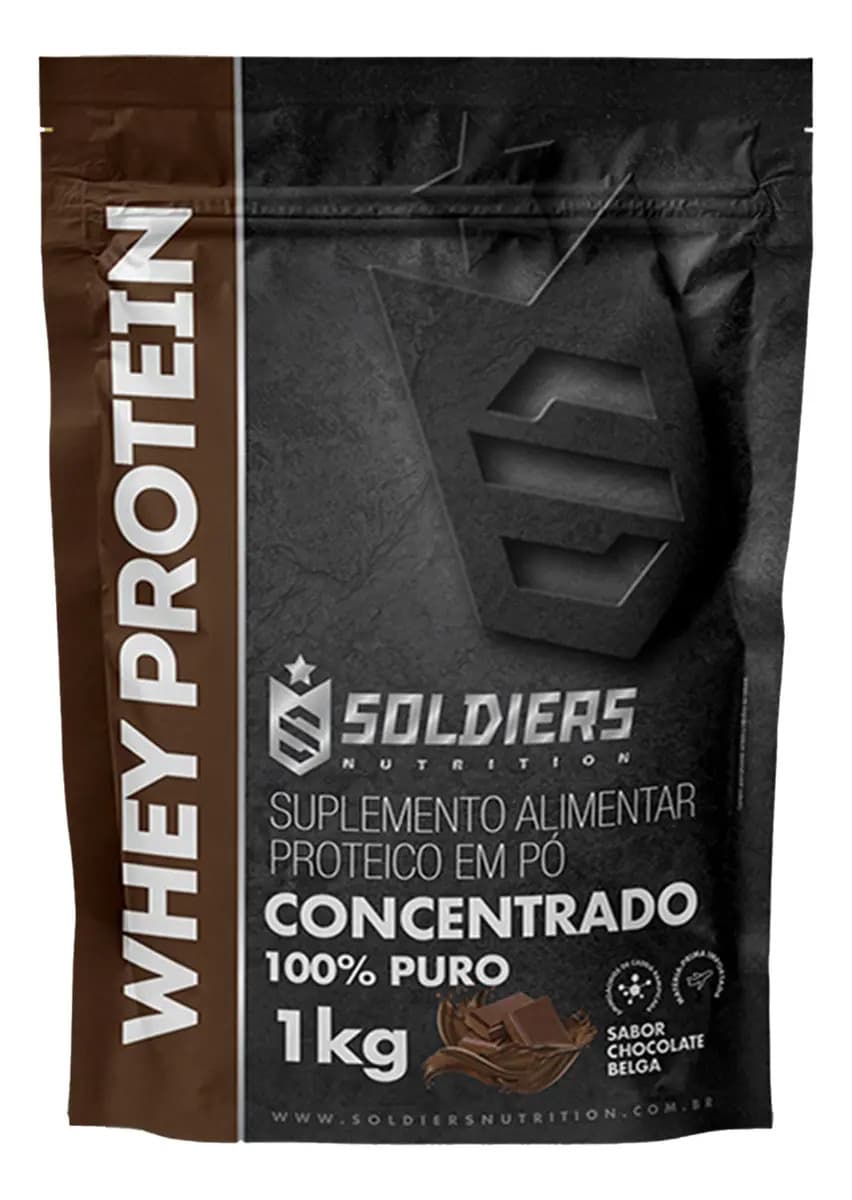 Soldiers Nutrition Whey Protein Concentrado 1kg Sabor Chocolate Belga Soldiers Nutrition Rico em Proteína Treino