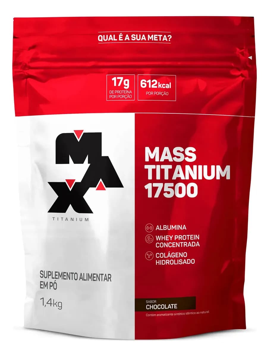 Max Titanium Hipercalórico 1,4kg Mass Titanium Max Titanium Chocolate Energia e Ganho Muscular