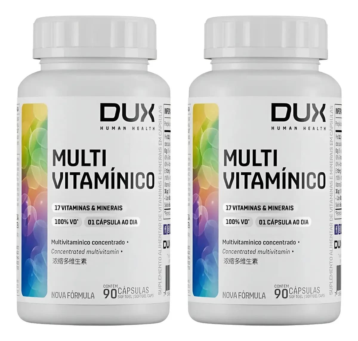 Dux Nutrition Kit 2x Multivitamínico Dux Nutrition Imune C/90 Cáps Energia Sem Sabor