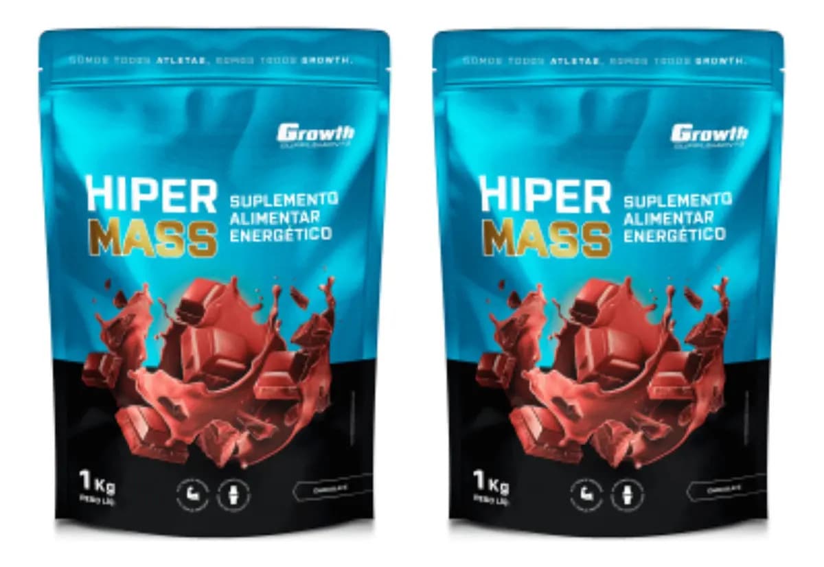 Growth Supplements Kit 2 X Hiper Mass (1kg) - Growth Supplements Sabor Chocolate