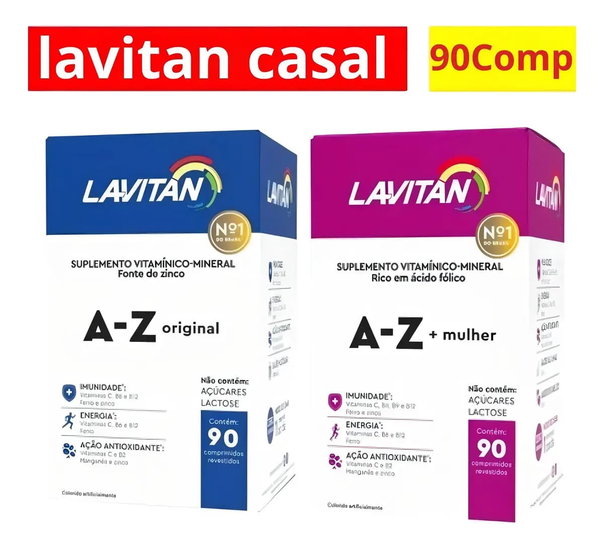 Cimed Kit Lavitan Vitaminas Casal A-z Homem E Mulher C/ 90 Comp