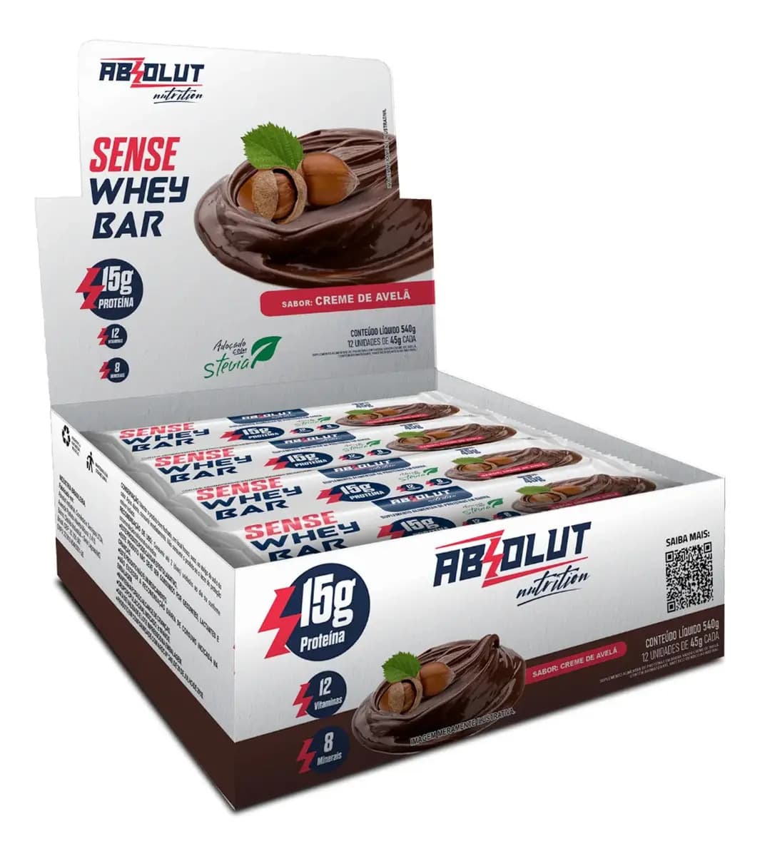 Absolut Nutrition Suplemento Nutricional Absolut Nutrition Sense Whey Bar Creme de Avelã 540g