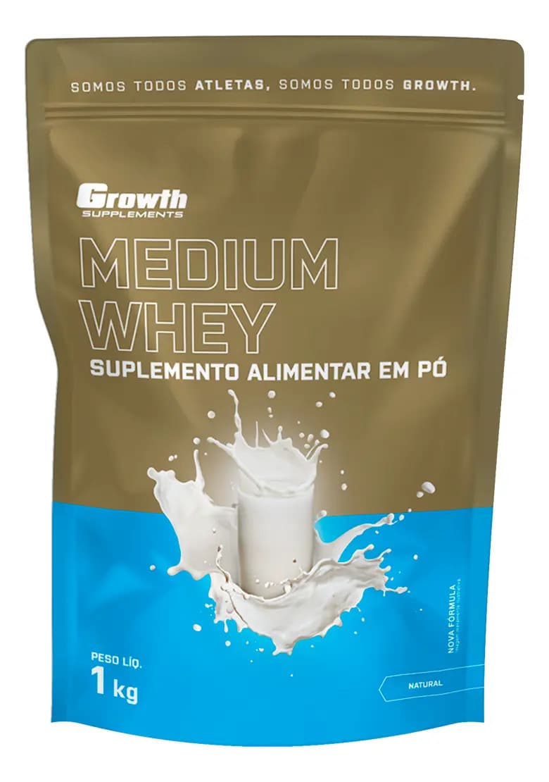 Growth Supplements Whey Protein Medium 1kg Growth Supplementos - Natural
