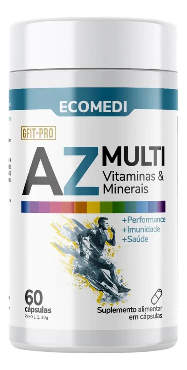 Ecomedi Multivitamínico A-z 60 Cápsulas Completo Ecomedi Vitaminas e Minerais Polivitaminico