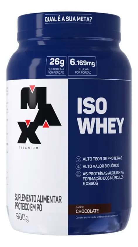 Max Titanium Whey Protein 900g ISO Whey Max Titanium Chocolate Proteína Isolada
