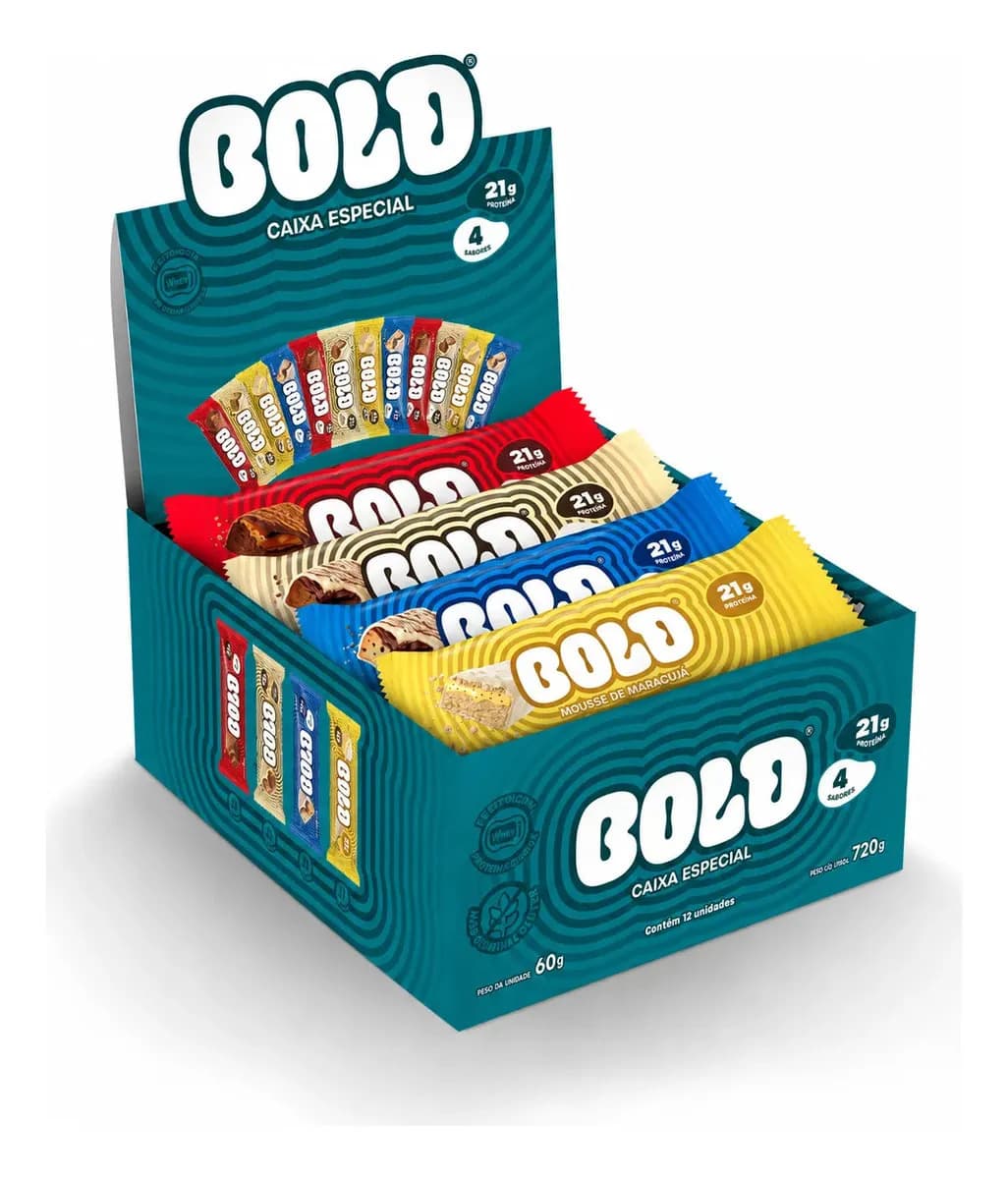 Bold Snacks Barra Bold Snacks de proteína sabor Caixa Mista Especial 4 Sabores x 720g 12 un