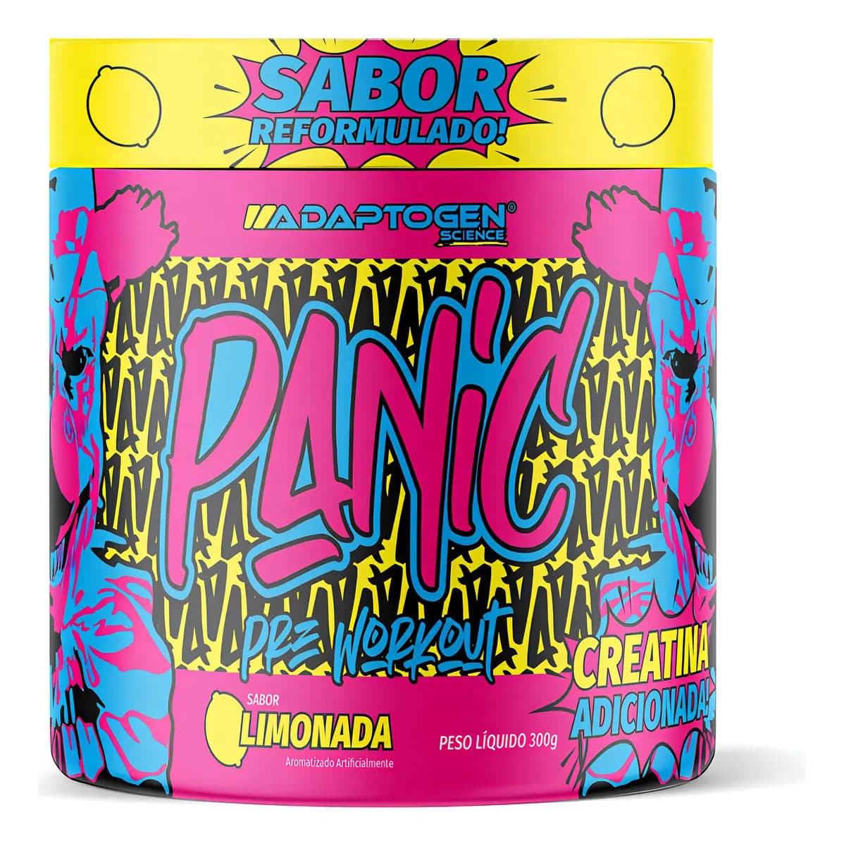 Adaptogen Science Suplemento Em Pó Adaptogen Science Panic Pré Treino Com Creatina Pote 300g Sabor Limonada