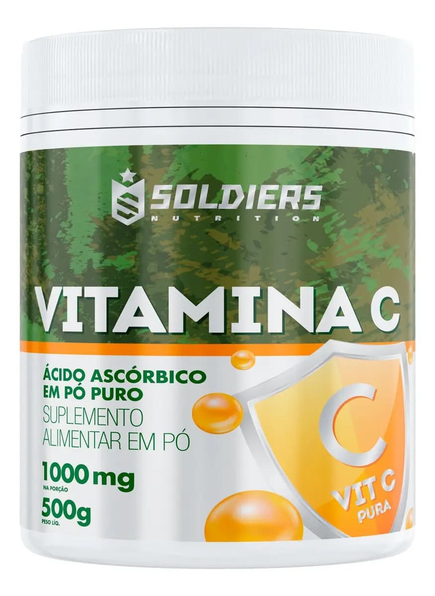 Soldiers Nutrition Vitamina C Em Pó Ácido Ascóbico 500g 100% Puro Soldiers Nutrition Bem-Estar Energia