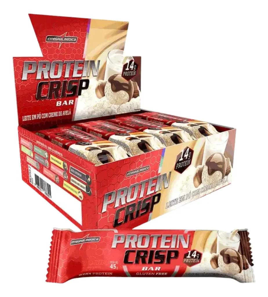 Integralmédica Barras de Proteínas Crisp Bar Ninho Creme De Avelã 12 Und Integralmédica Leite Em Pó Com Creme De Avelã