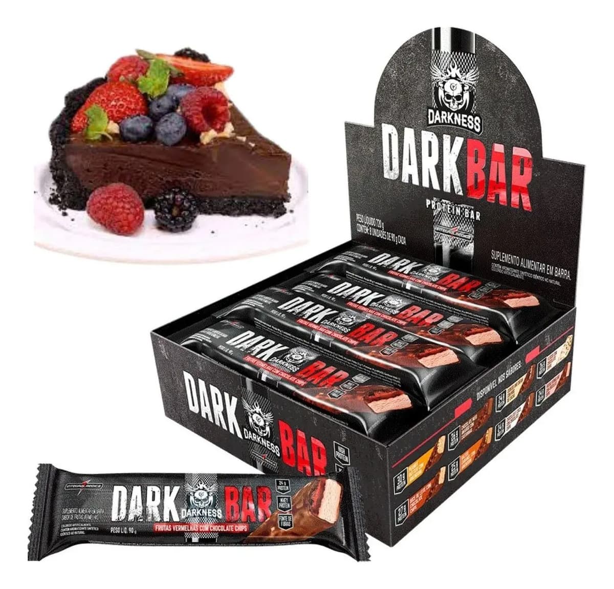 Darkness Nation Dark Bar Barra Darkness Novas Integral Médica Proteína Sabor Flocos Com Choc Chips
